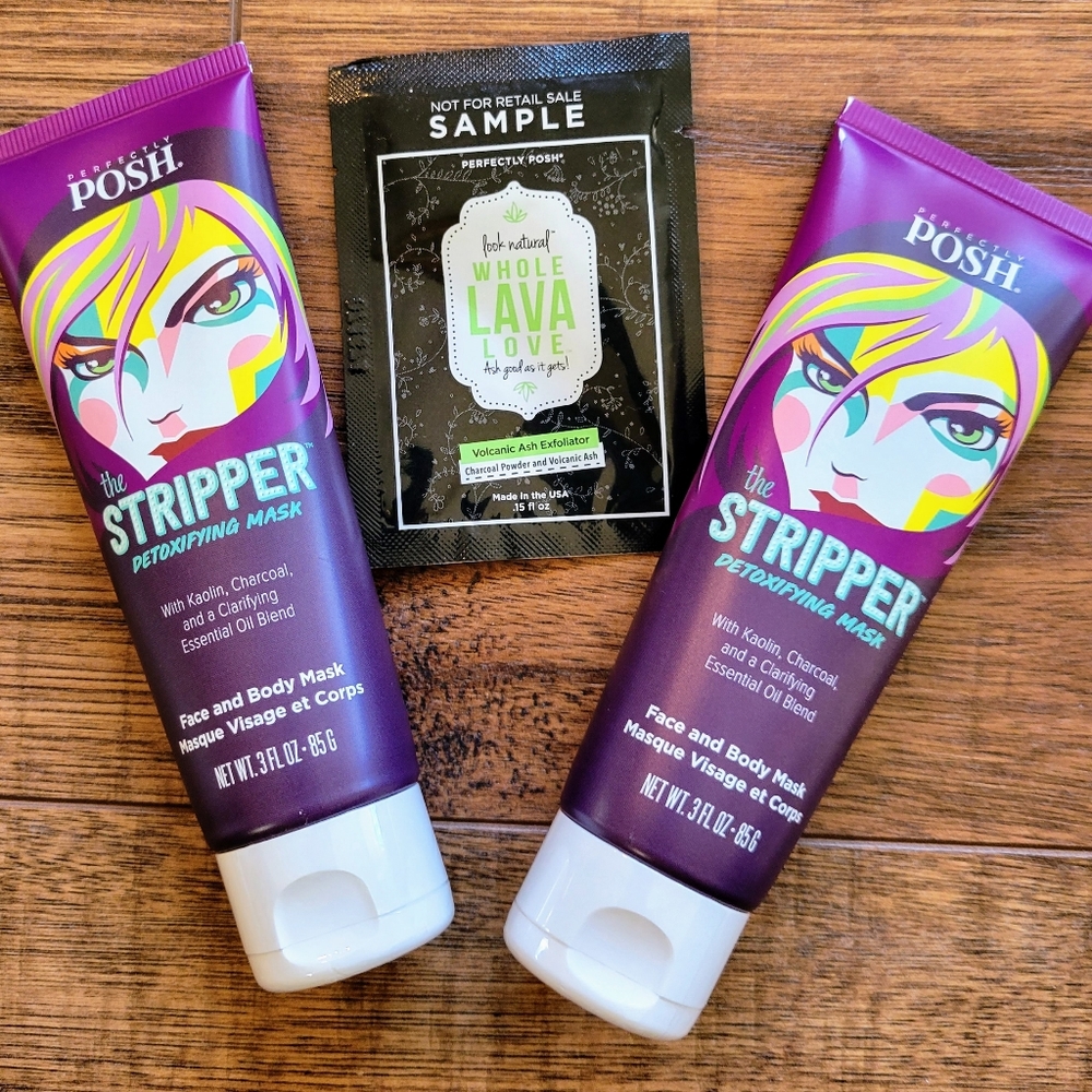 2 New Perfectly Posh The Stripper Detoxifying Face & Body Mask + Sample Bundle